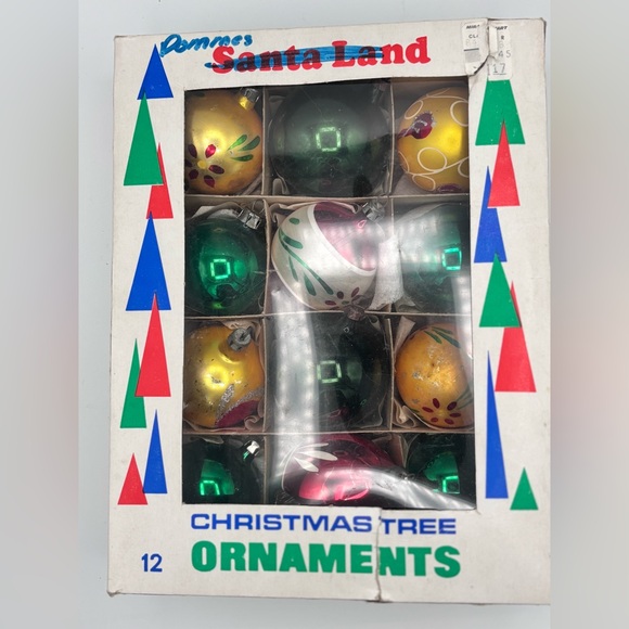 Vintage Santa Land Glass Christmas Ornaments Set of 12 Original Box - Picture 10 of 10
